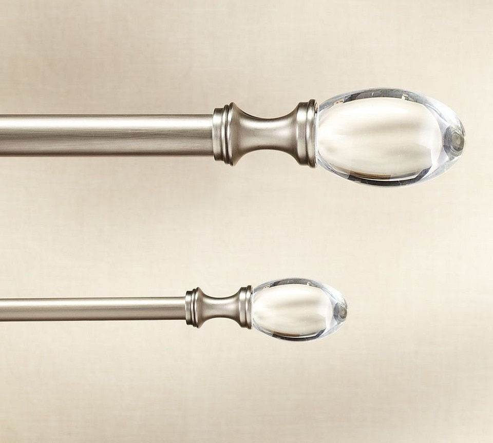 PB Standard Glass Oval Finial & Curtain Rod Pewter Finish Pottery Barn Australia